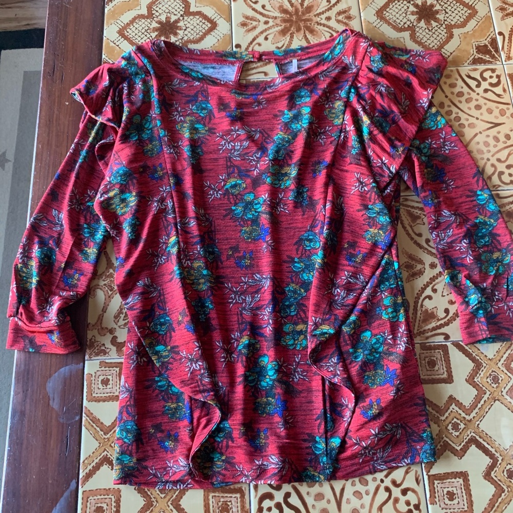 Free People Red Ruffle Top - XS